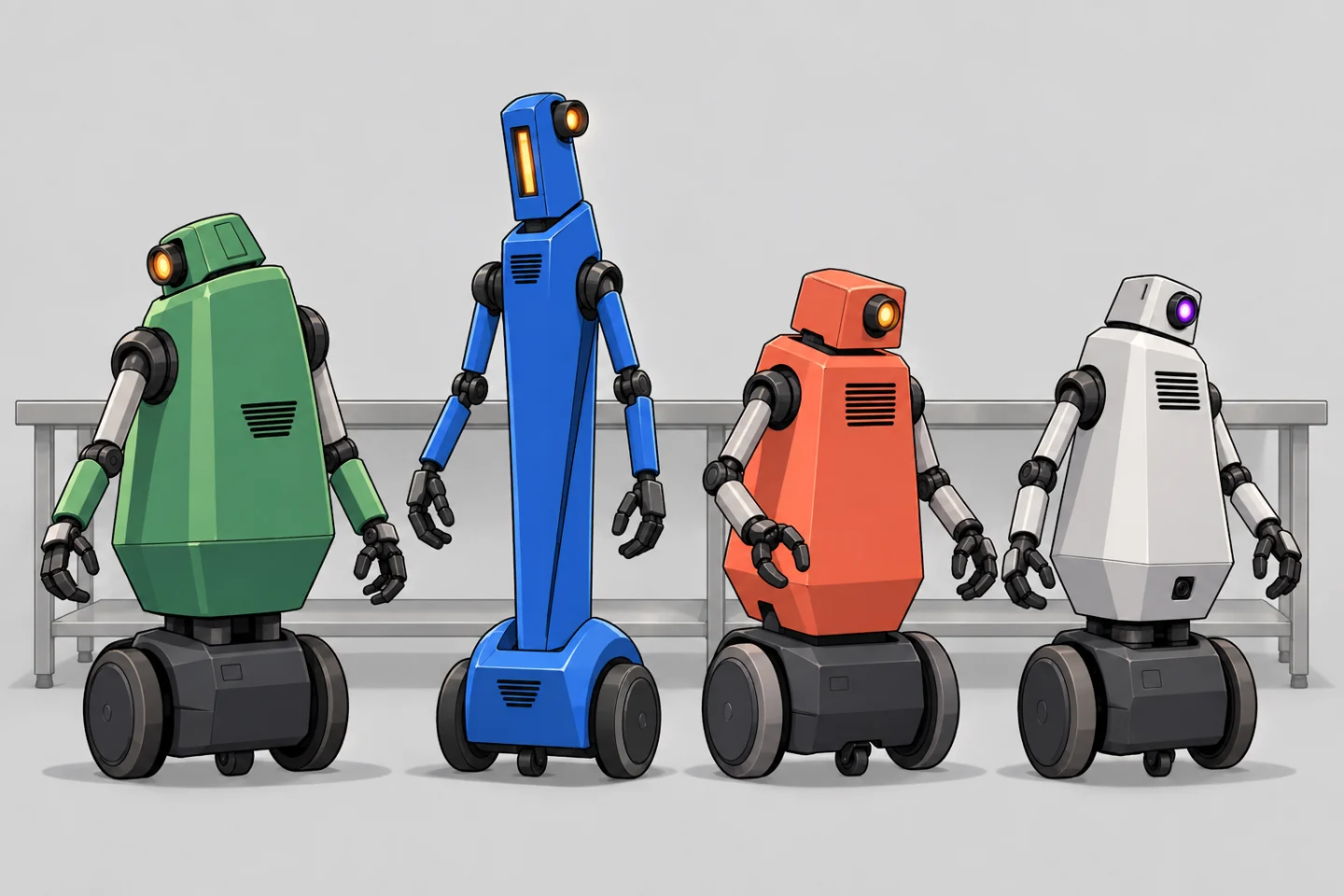 Lineup of the four robot operator designs